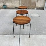 American Modern Walnut & Iron Stacking Tables