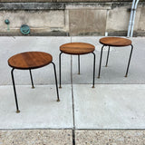 American Modern Walnut & Iron Stacking Tables