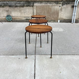 American Modern Walnut & Iron Stacking Tables