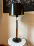 Lightolier Walnut & Aluminum Table lamp with Enamel on Copper accent