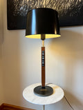 Lightolier Walnut & Aluminum Table lamp with Enamel on Copper accent