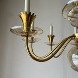 Brass and Cut Glass Chandelier