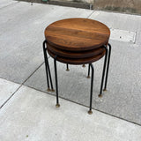 American Modern Walnut & Iron Stacking Tables