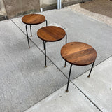 American Modern Walnut & Iron Stacking Tables