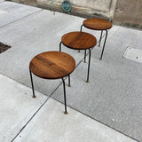 American Modern Walnut & Iron Stacking Tables