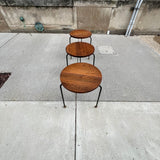 American Modern Walnut & Iron Stacking Tables