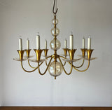 Brass and Cut Glass Chandelier