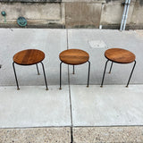 American Modern Walnut & Iron Stacking Tables