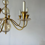 Brass and Cut Glass Chandelier
