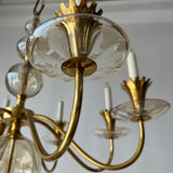 Brass and Cut Glass Chandelier