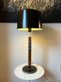 Lightolier Walnut & Aluminum Table lamp with Enamel on Copper accent
