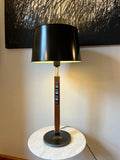Lightolier Walnut & Aluminum Table lamp with Enamel on Copper accent