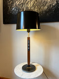 Lightolier Walnut & Aluminum Table lamp with Enamel on Copper accent