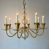 Brass and Cut Glass Chandelier