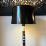 Lightolier Walnut & Aluminum Table lamp with Enamel on Copper accent