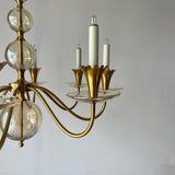 Brass and Cut Glass Chandelier