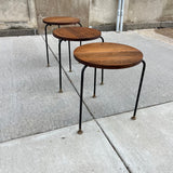 American Modern Walnut & Iron Stacking Tables