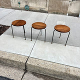 American Modern Walnut & Iron Stacking Tables