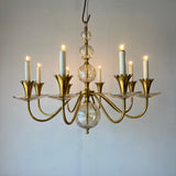 Brass and Cut Glass Chandelier