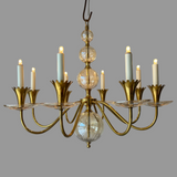Brass and Cut Glass Chandelier