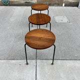 American Modern Walnut & Iron Stacking Tables