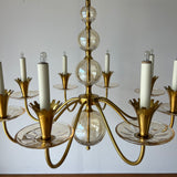 Brass and Cut Glass Chandelier