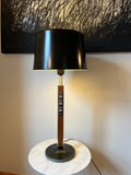 Lightolier Walnut & Aluminum Table lamp with Enamel on Copper accent