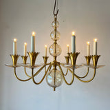 Brass and Cut Glass Chandelier