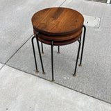 American Modern Walnut & Iron Stacking Tables