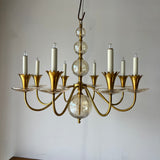 Brass and Cut Glass Chandelier