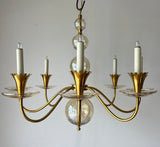 Brass and Cut Glass Chandelier