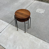 American Modern Walnut & Iron Stacking Tables
