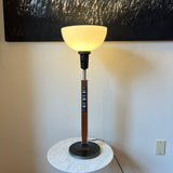 Lightolier Walnut & Aluminum Table lamp with Enamel on Copper accent