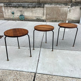 American Modern Walnut & Iron Stacking Tables