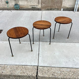 American Modern Walnut & Iron Stacking Tables