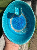 Bitossi Glazed Ceramic Cigar Holder w/ Fused Fritte Glass