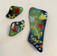 Lucille Cantini Enamel Brooch and Earrings Set